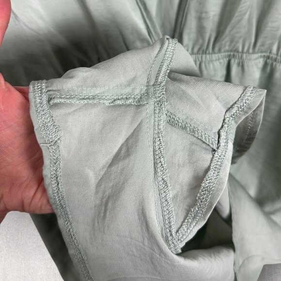 Saboskirt Sage Green Satin Short Sleeve Plunge V-Neck Romper Womens Medium Boho - Picture 10 of 11
